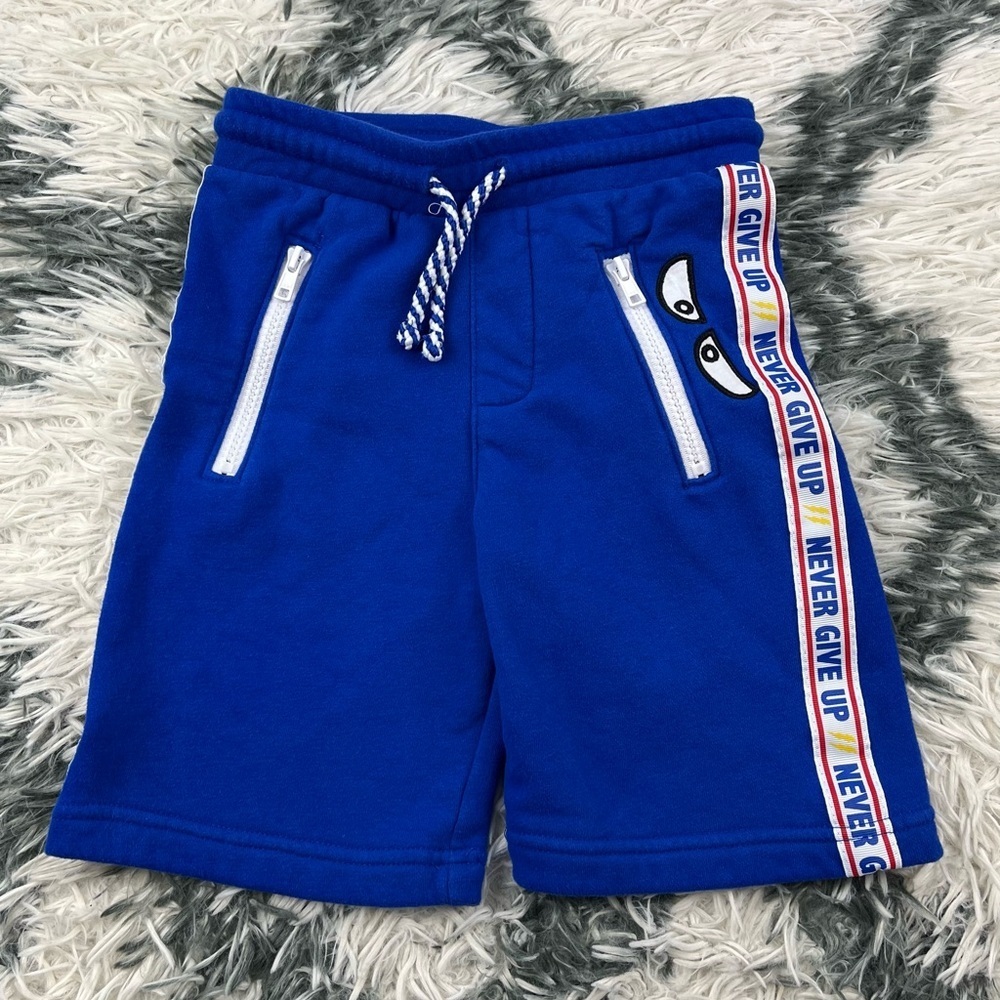 365 Kids Boys Blue Sweat Shorts Size 6 “Never Give Up”